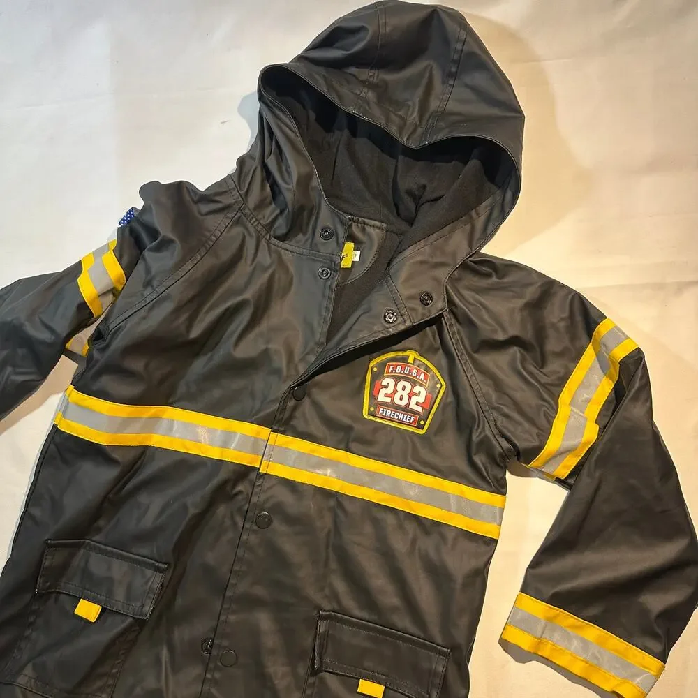 Western Chief F.D.U.S.A. 282 Firechief Jr Fire Fighter Rain Jacket Sz 7